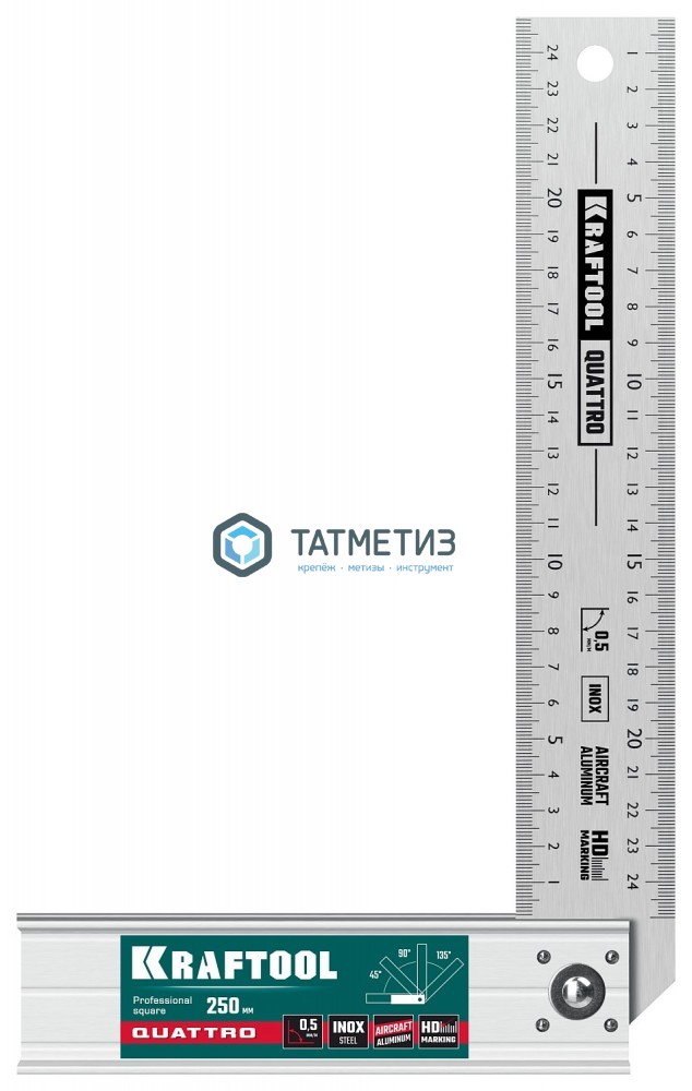 Угольник KRAFTOOL QUATTRO, 250 мм, 4 положения, складной столярный -  магазин крепежа  «ТАТМЕТИЗ»