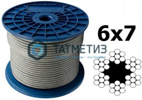 Трос стальной оц. 6 мм DIN 3055 (100 м/бух) | «ТАТМЕТИЗ» Трос стальной оц. 6 мм DIN 3055 (100 м/бух) - магазин крепежа «ТАТМЕТИЗ»