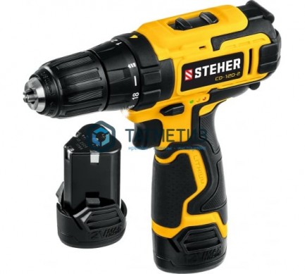 Дрель-шуруповерт 12 В STEHER, 30 Н·м, 2 АКБ (2 А·ч),кейс | «ТАТМЕТИЗ» Дрель-шуруповерт 12 В STEHER, 30 Н·м, 2 АКБ (2 А·ч),кейс - магазин крепежа «ТАТМЕТИЗ»